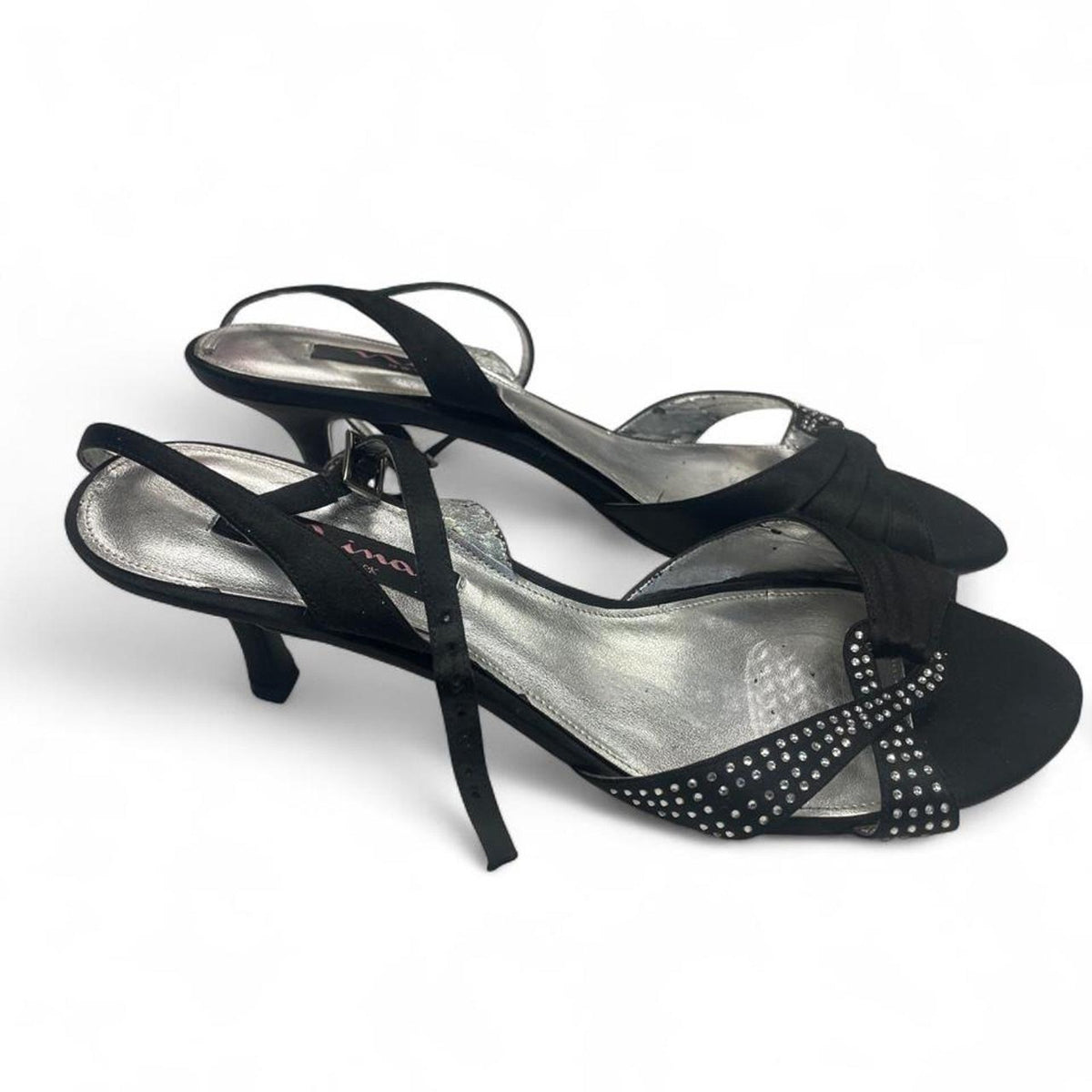 Black studded heels with silver