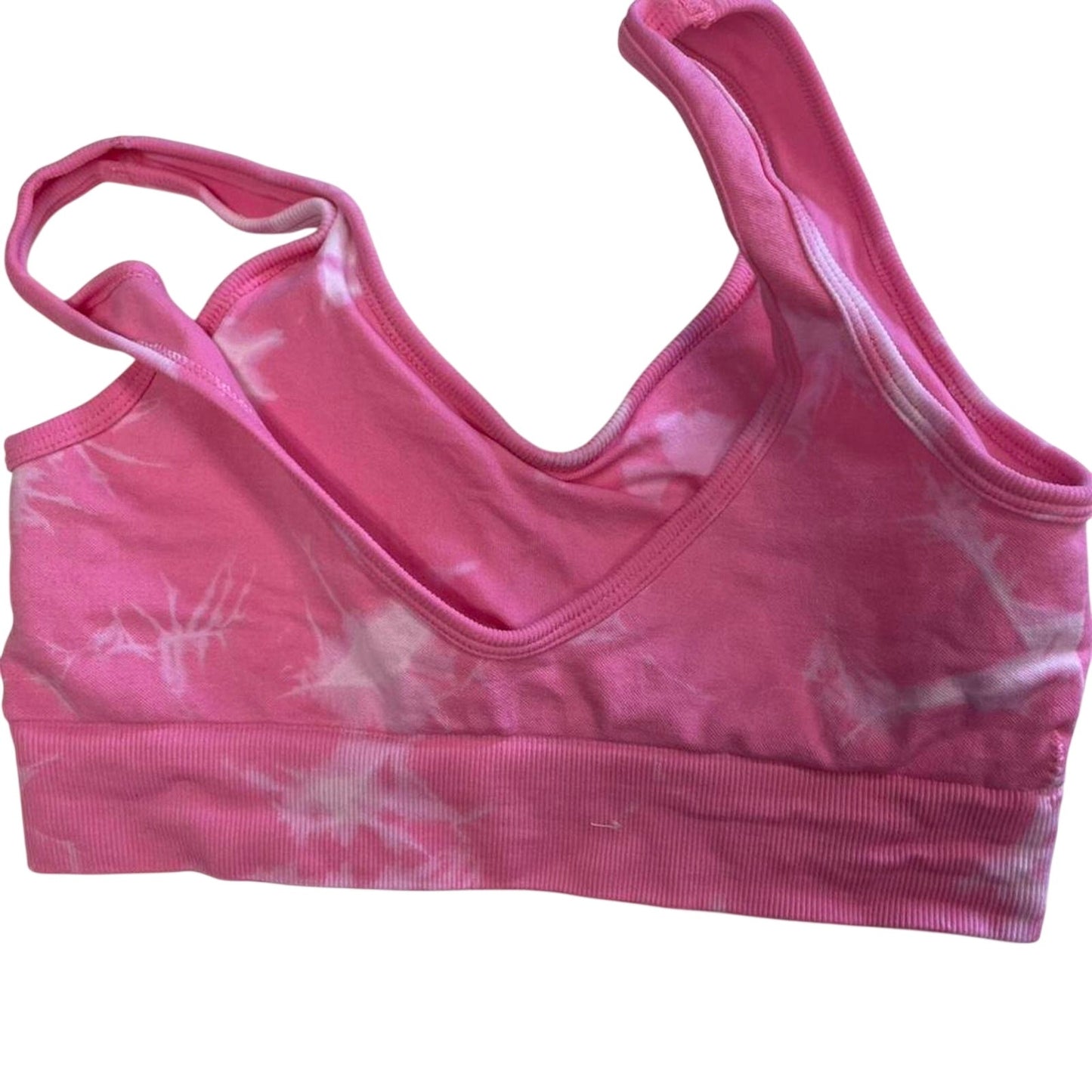 Pink tie dye sports bra