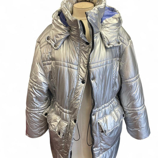Urban outfitters silver metallic puffer