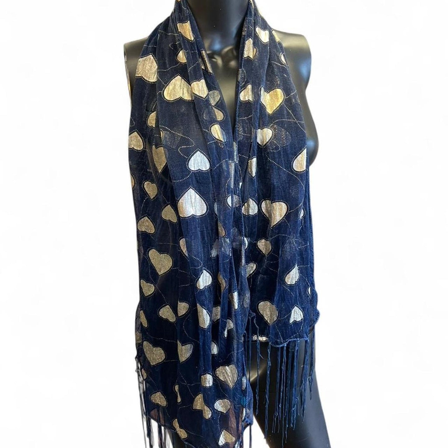 Navy blue scarf with gold