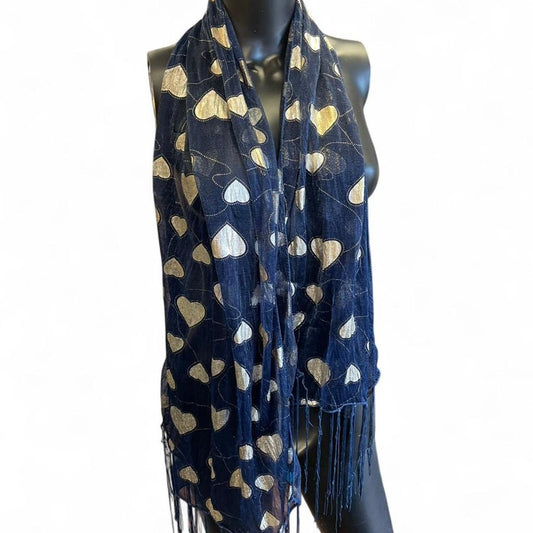 Navy blue scarf with gold