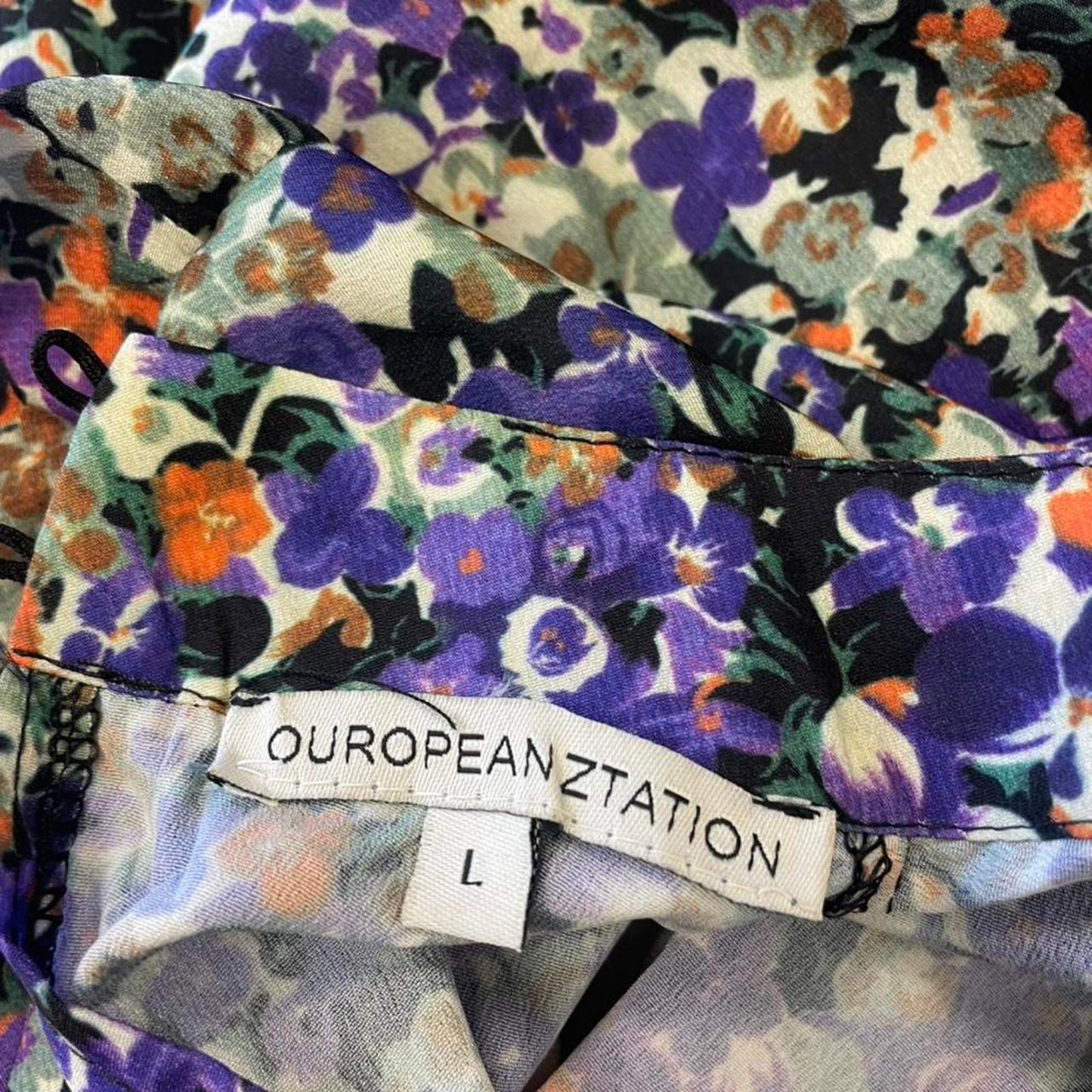 Purple floral button up blouse