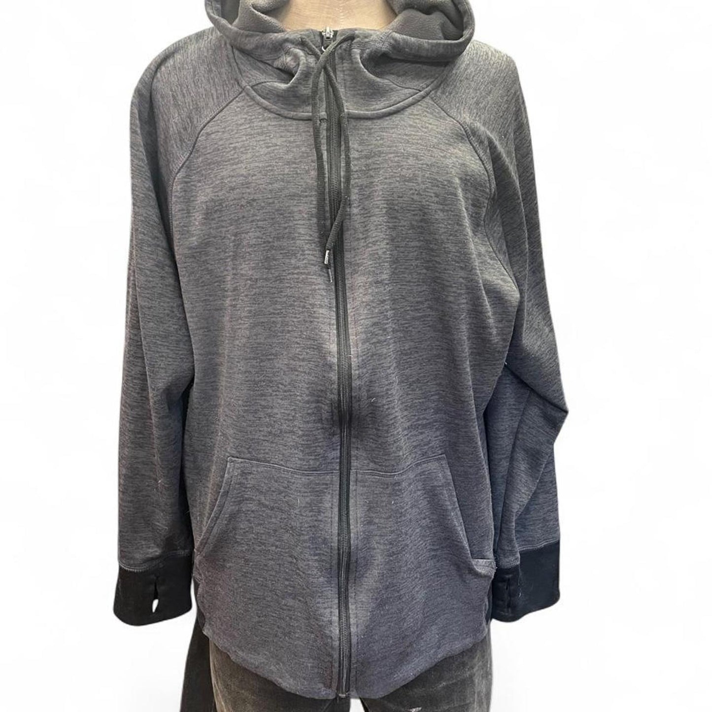 Grey zip up hoodie with