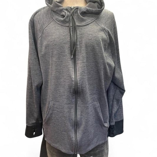 Grey zip up hoodie with