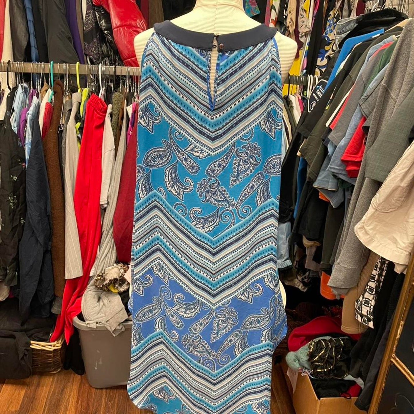 Blue paisley print tank top