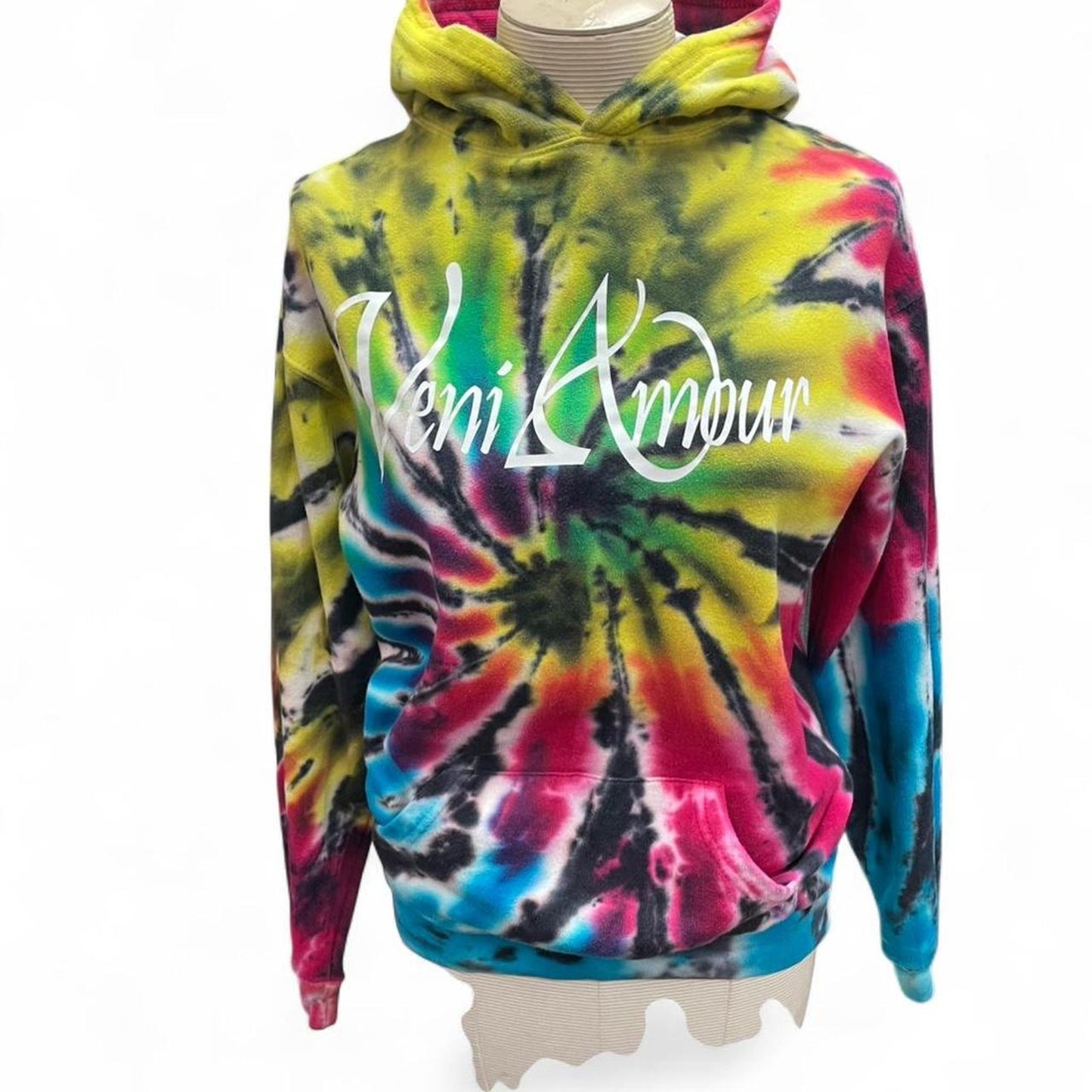 Veni amour multicoloured tie dye hoodie