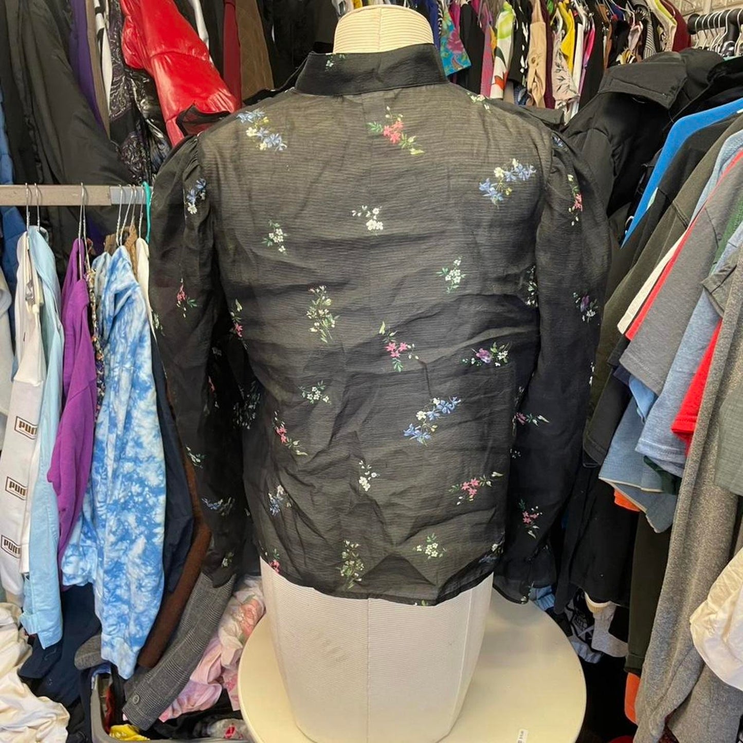 Sheer black floral top