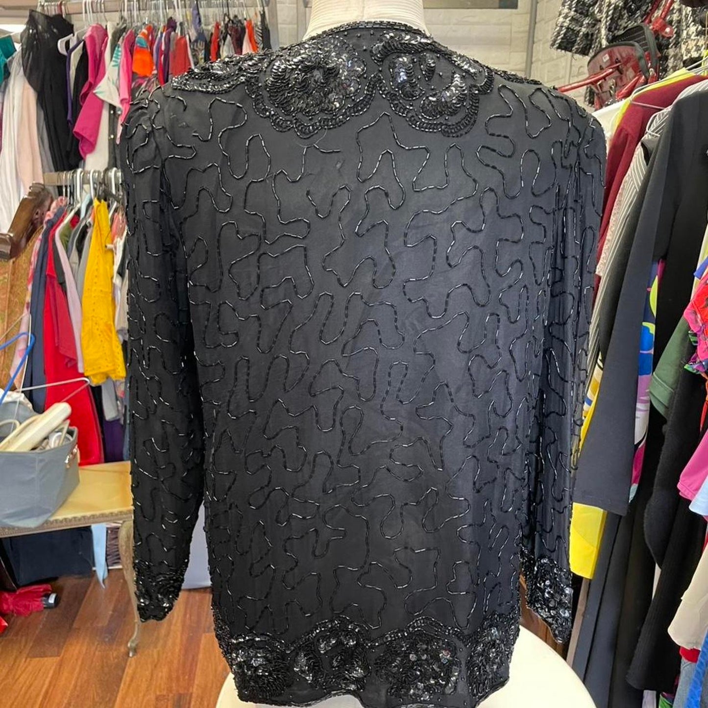 Black sequin and beaded cardigan