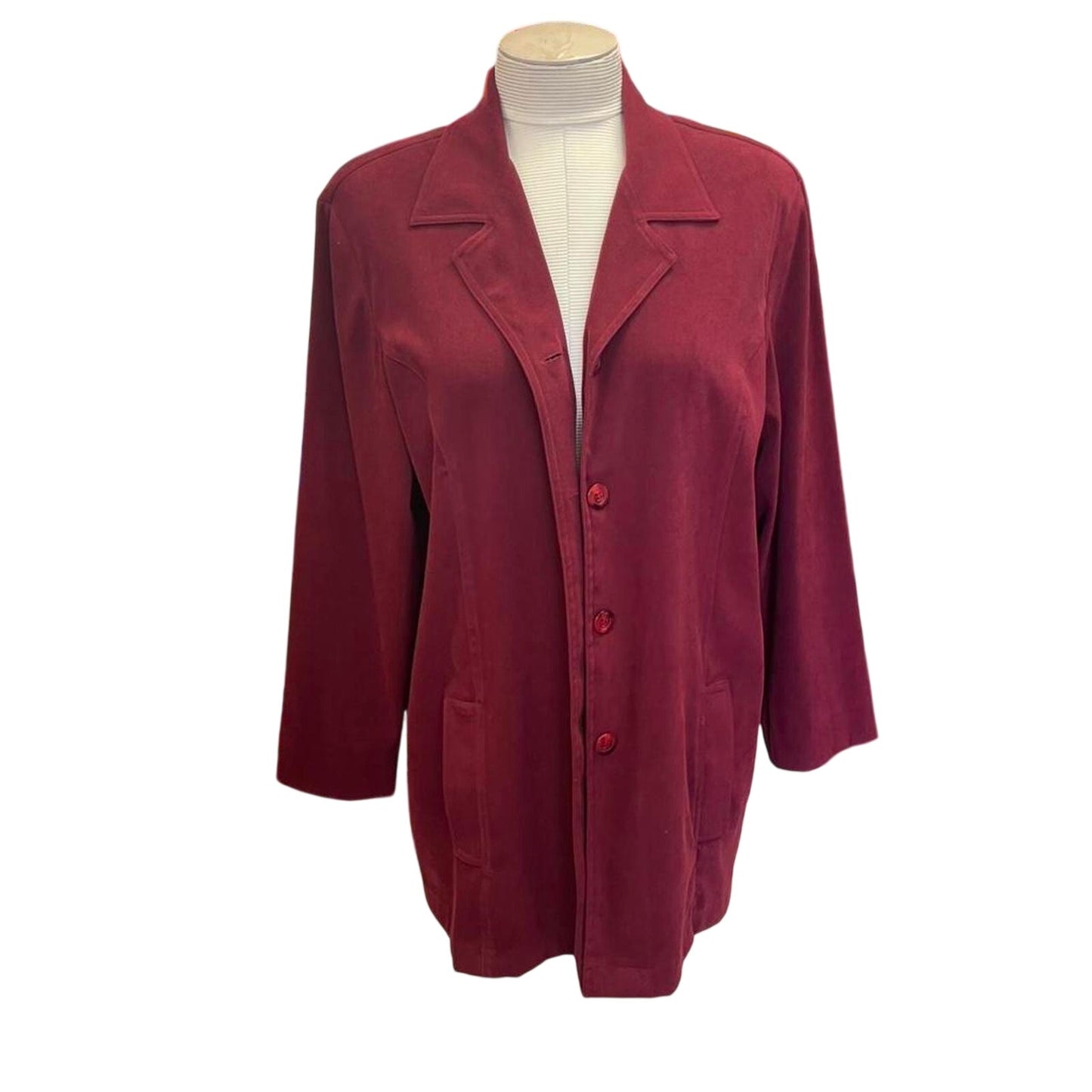 Burgundy button up blazer with