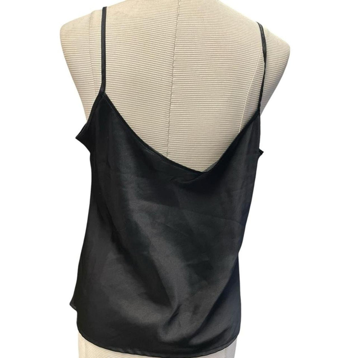 Black polyester satin slip top