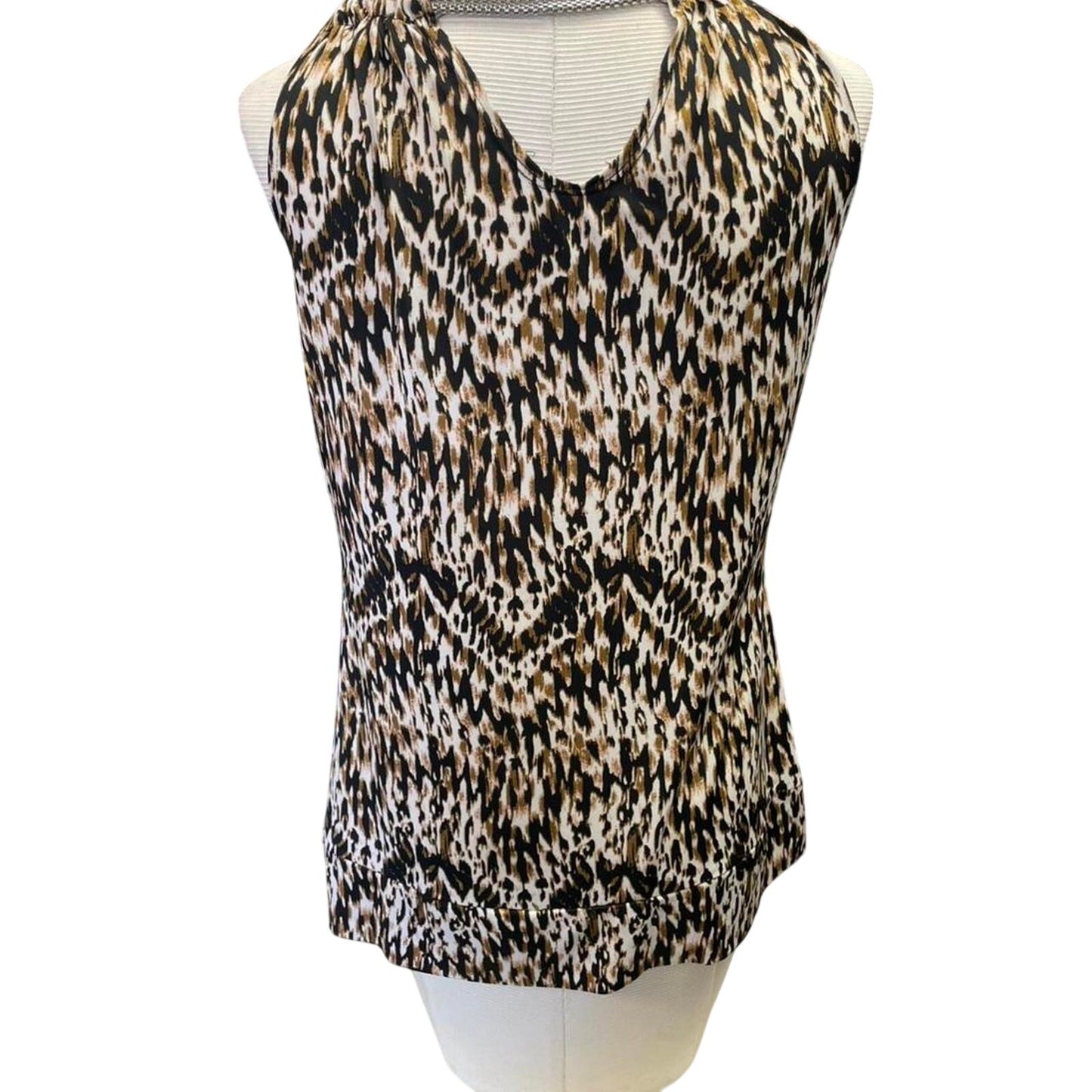 Leopard print cowl neck top