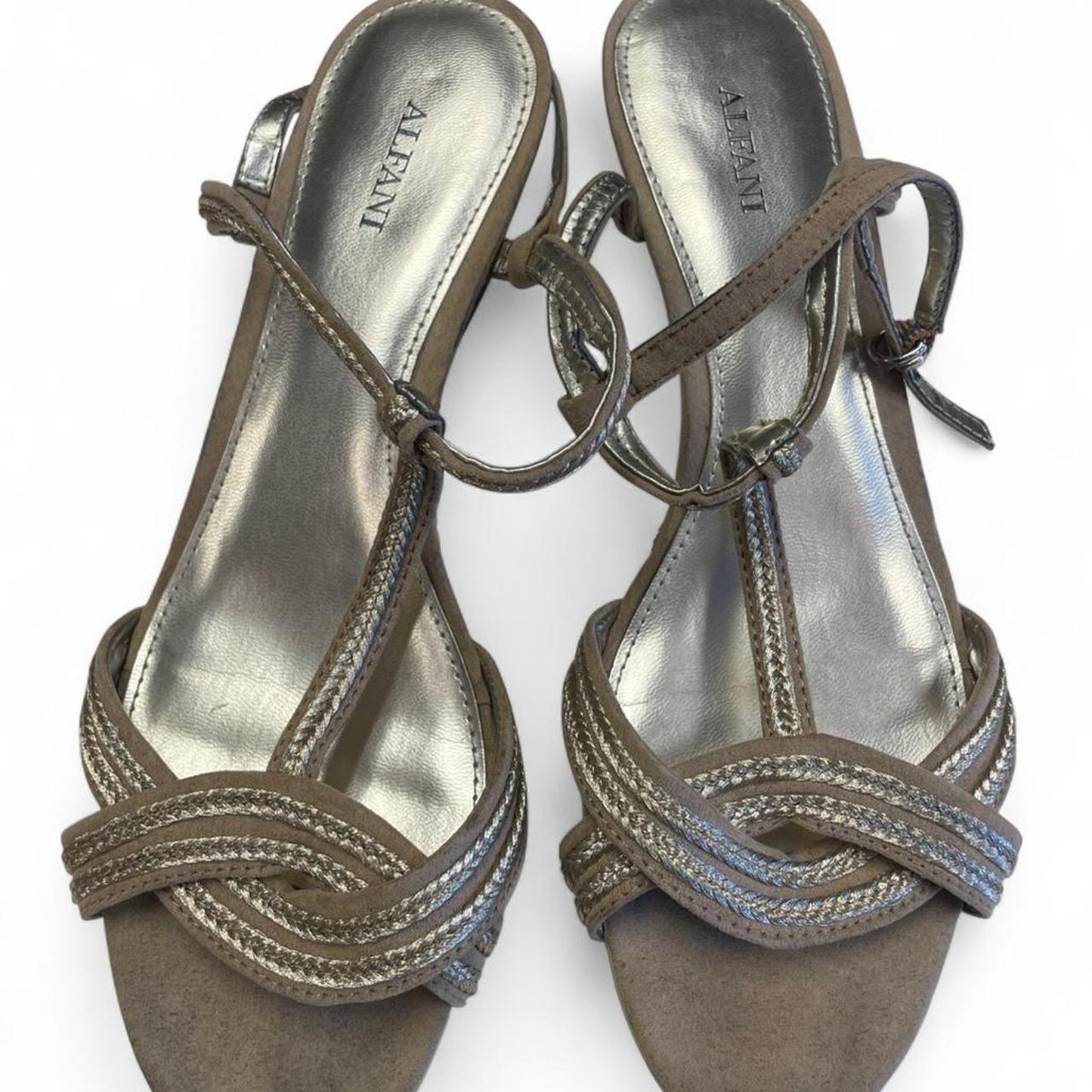 Alfani gold metallic wedge sandals