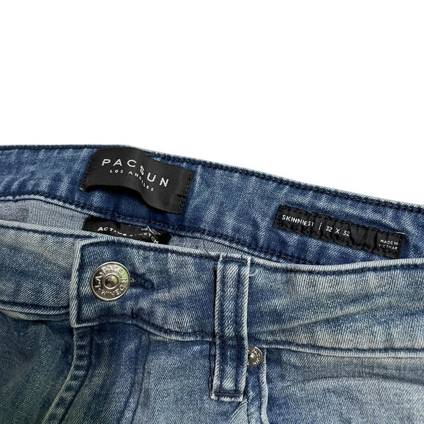 Blue distressed slim jeans distressed denim