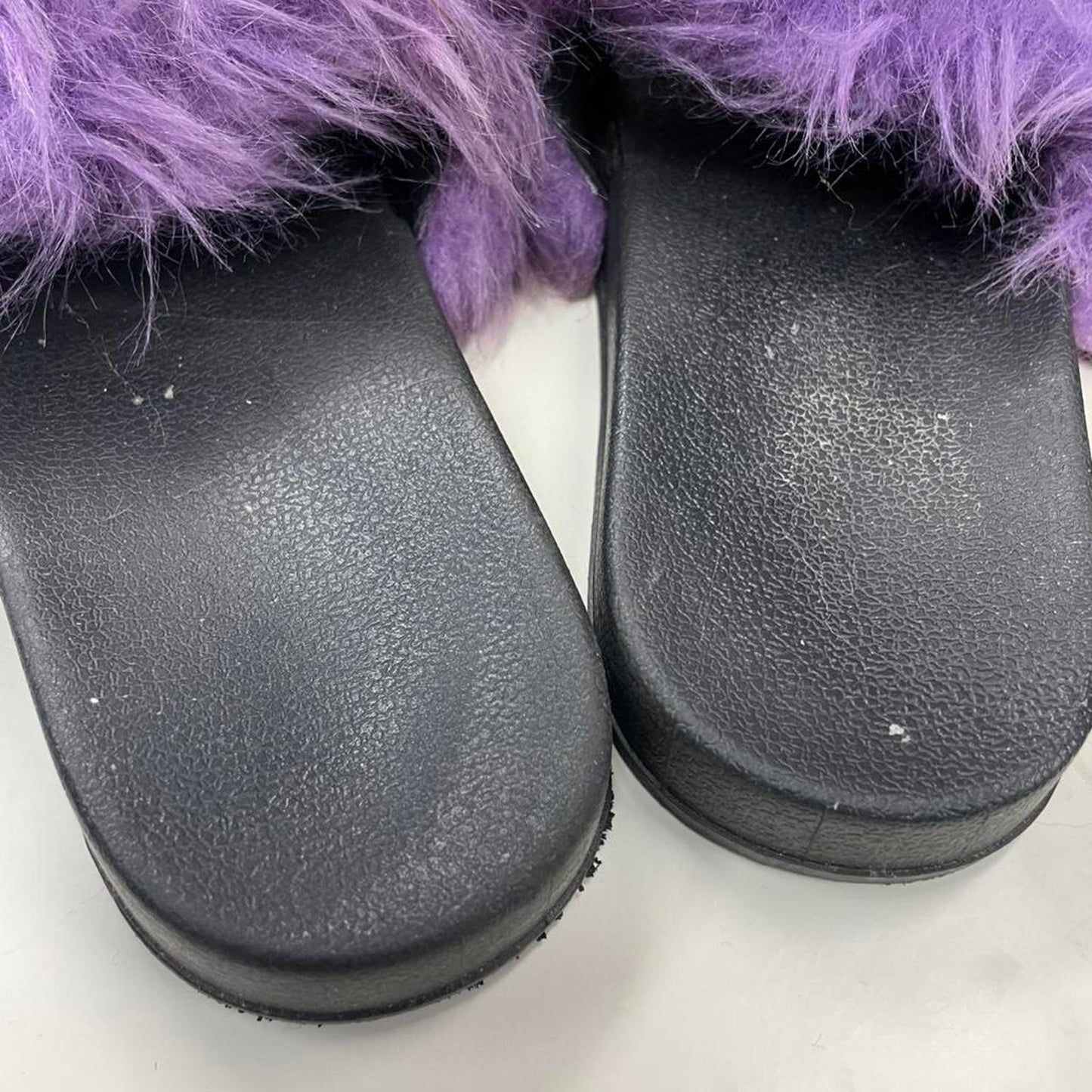 Pastel rainbow fur slides pastel