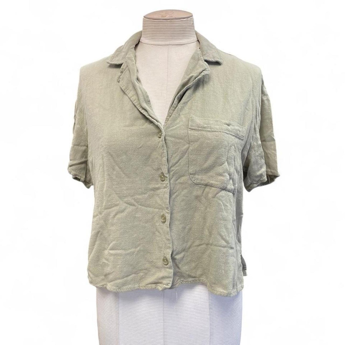 Green corduroy button up shirt
