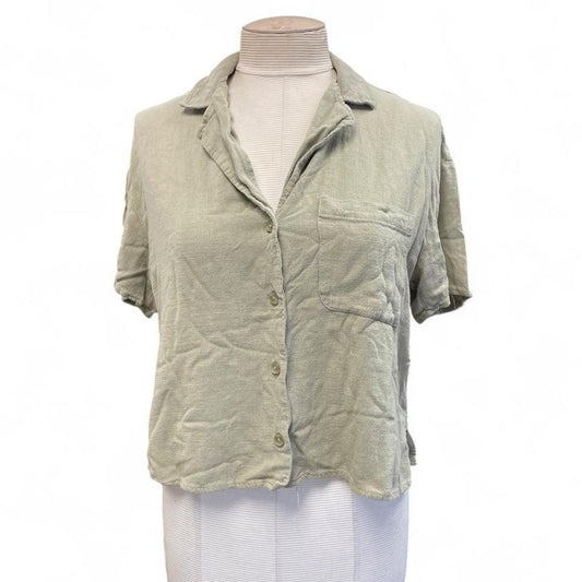 Green corduroy button up shirt