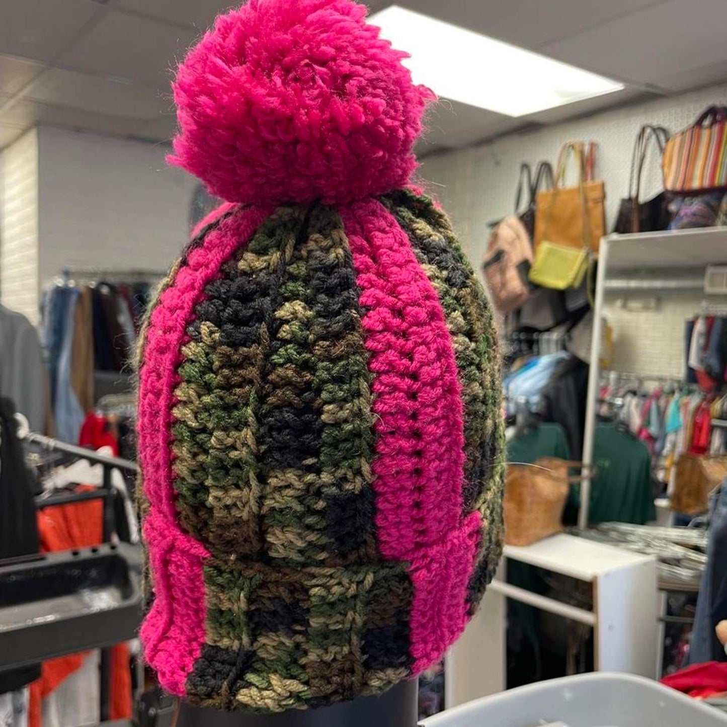 Handmade pink and green striped