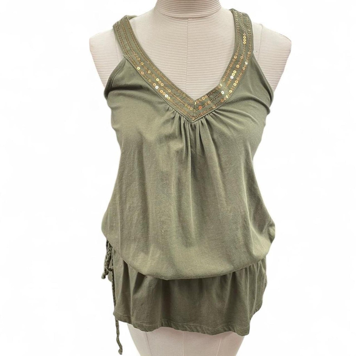 French laundry green sequin tank