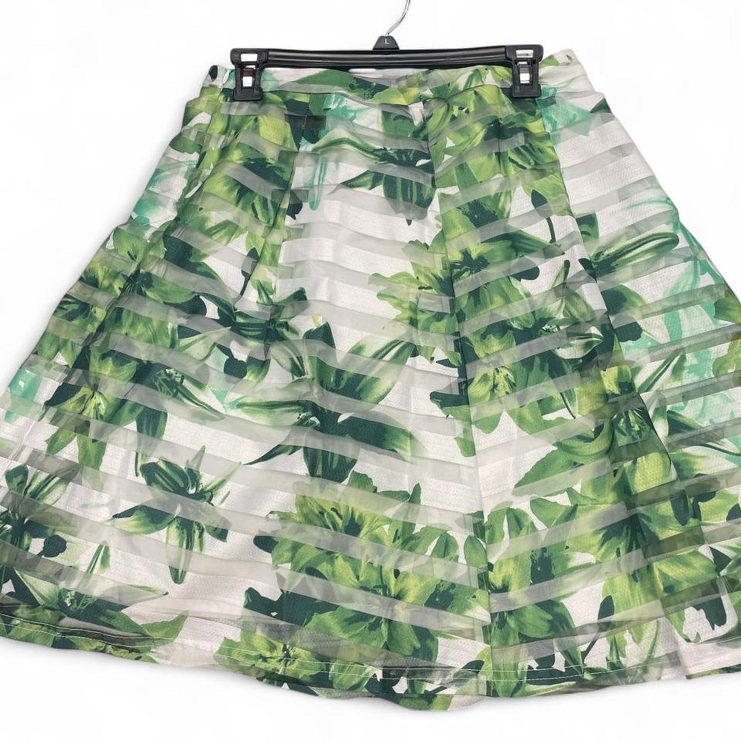 Green and white floral midi