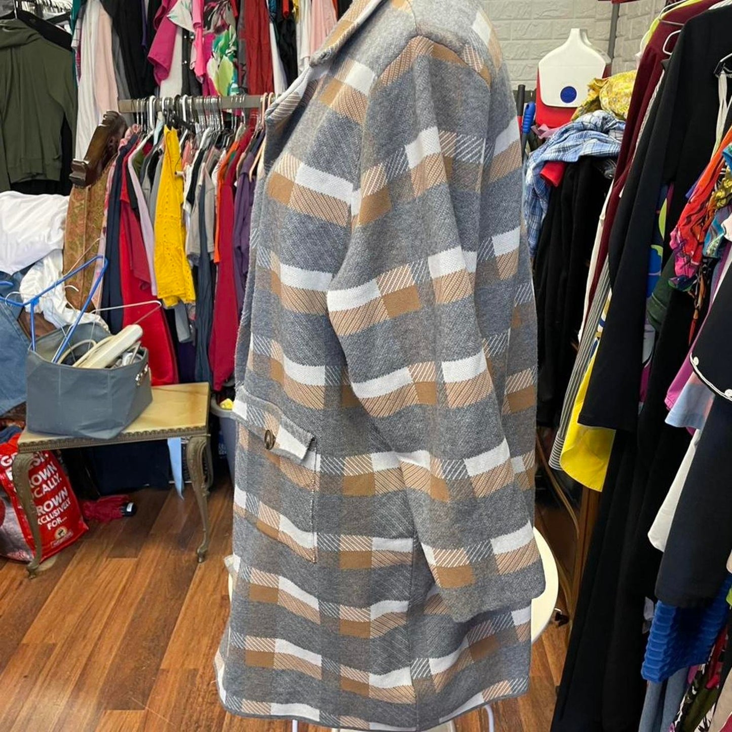 Love luxe grey plaid jacket