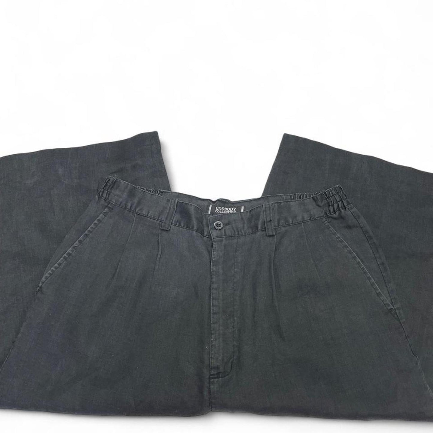 Black linen wide leg pants