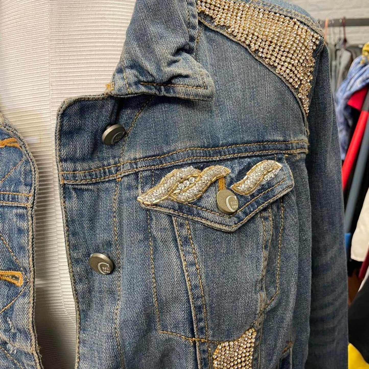 Y2k embellished denim jacket size