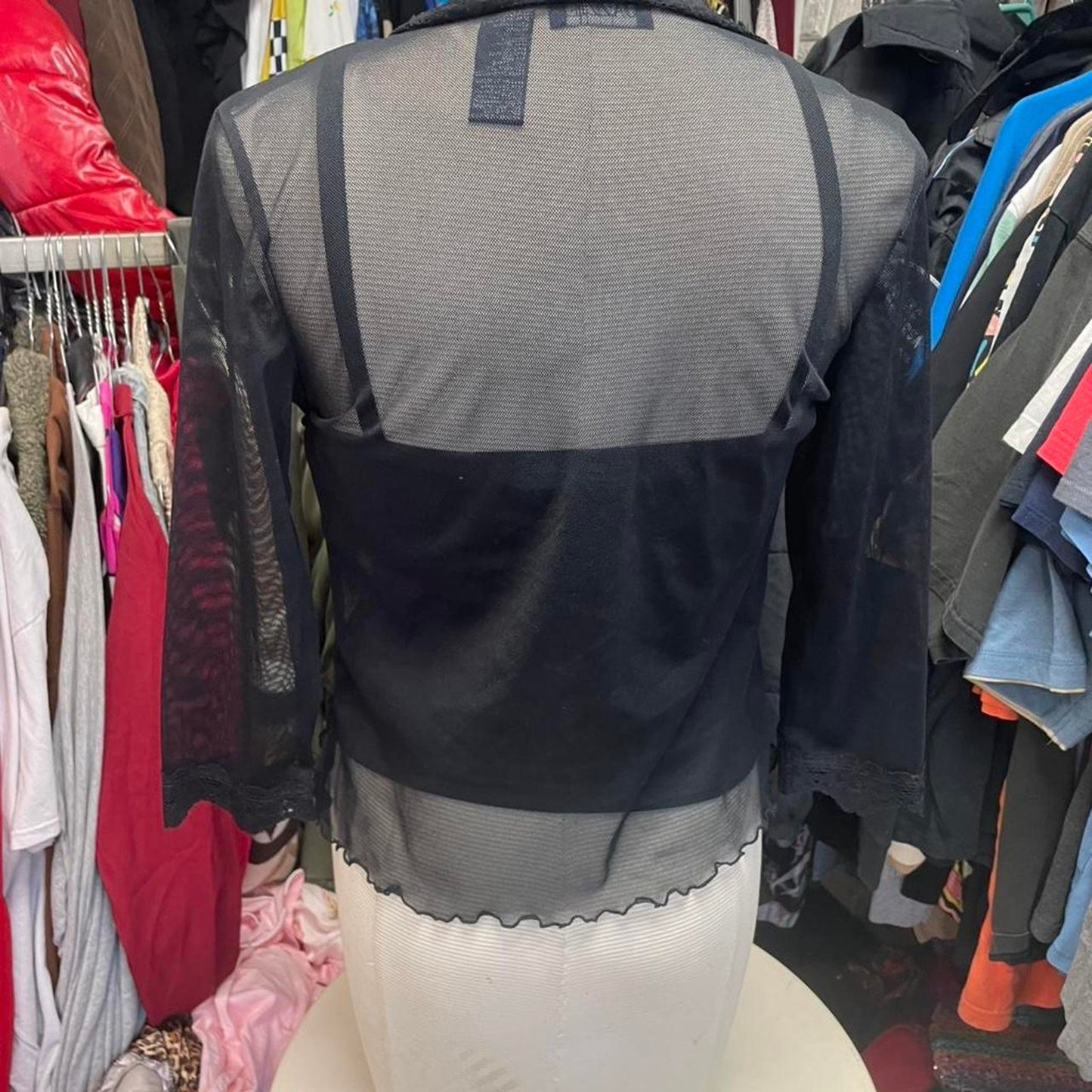 Black sheer mesh blouse