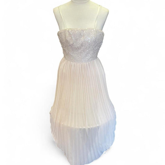 White sequin prom dress with