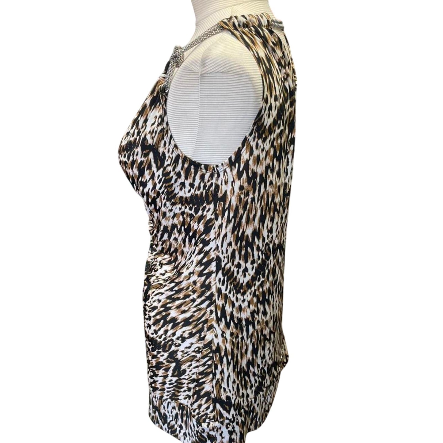 Leopard print cowl neck top