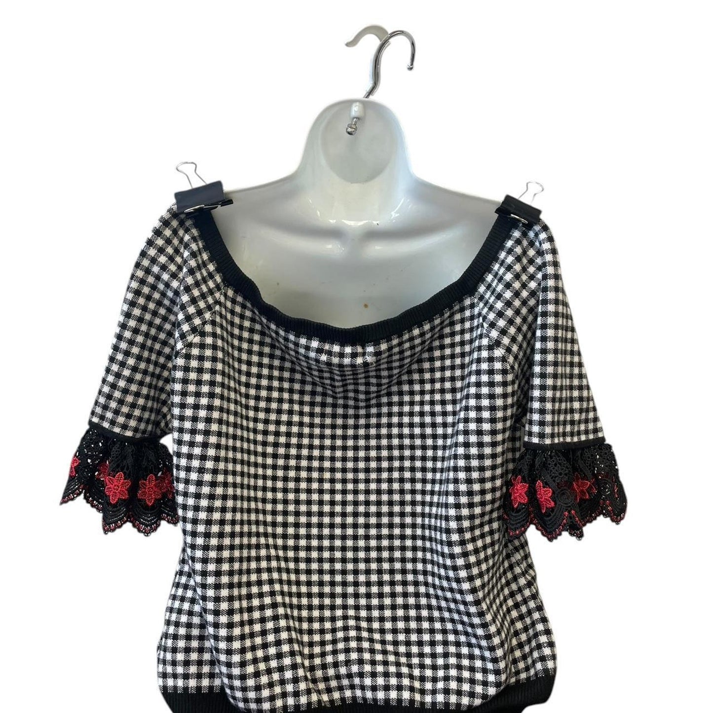 Black and white gingham blouse