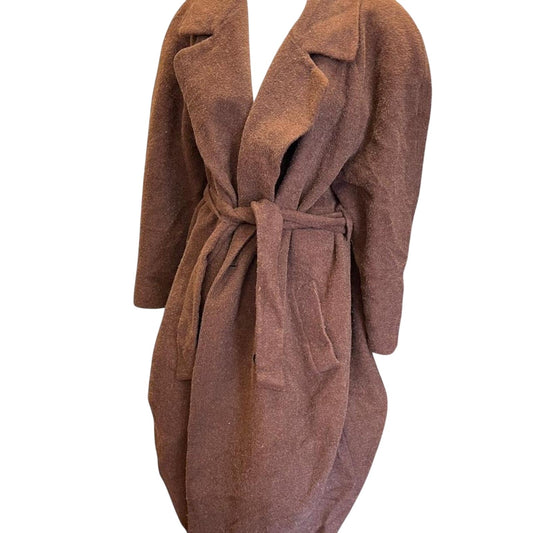 Brown wool coat with belt