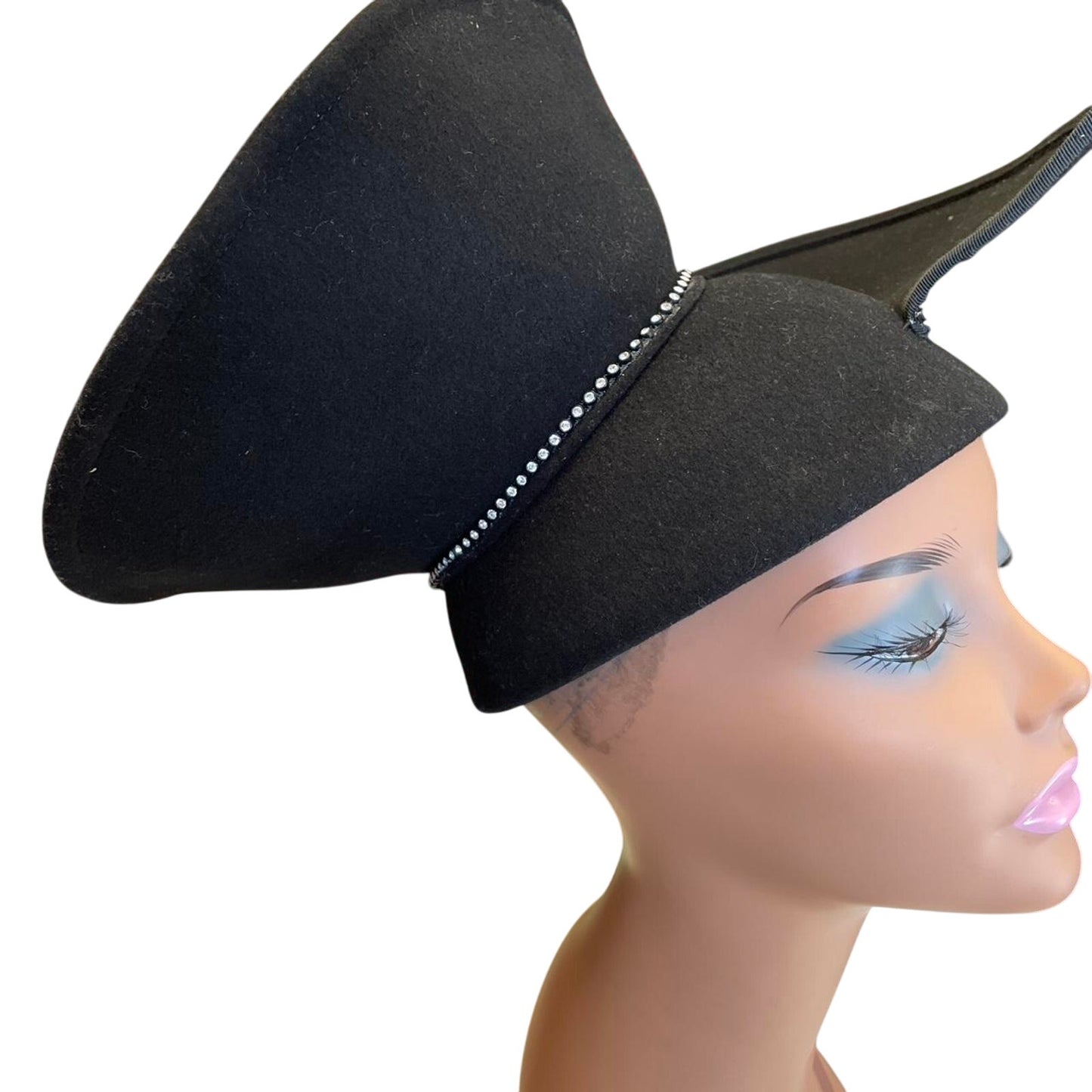 Black felt hat with diamante