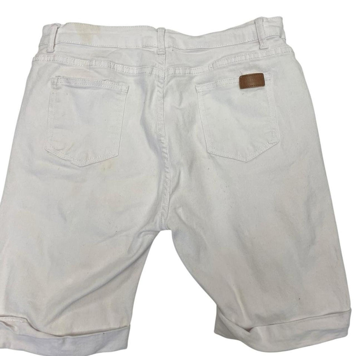 White distressed denim shorts