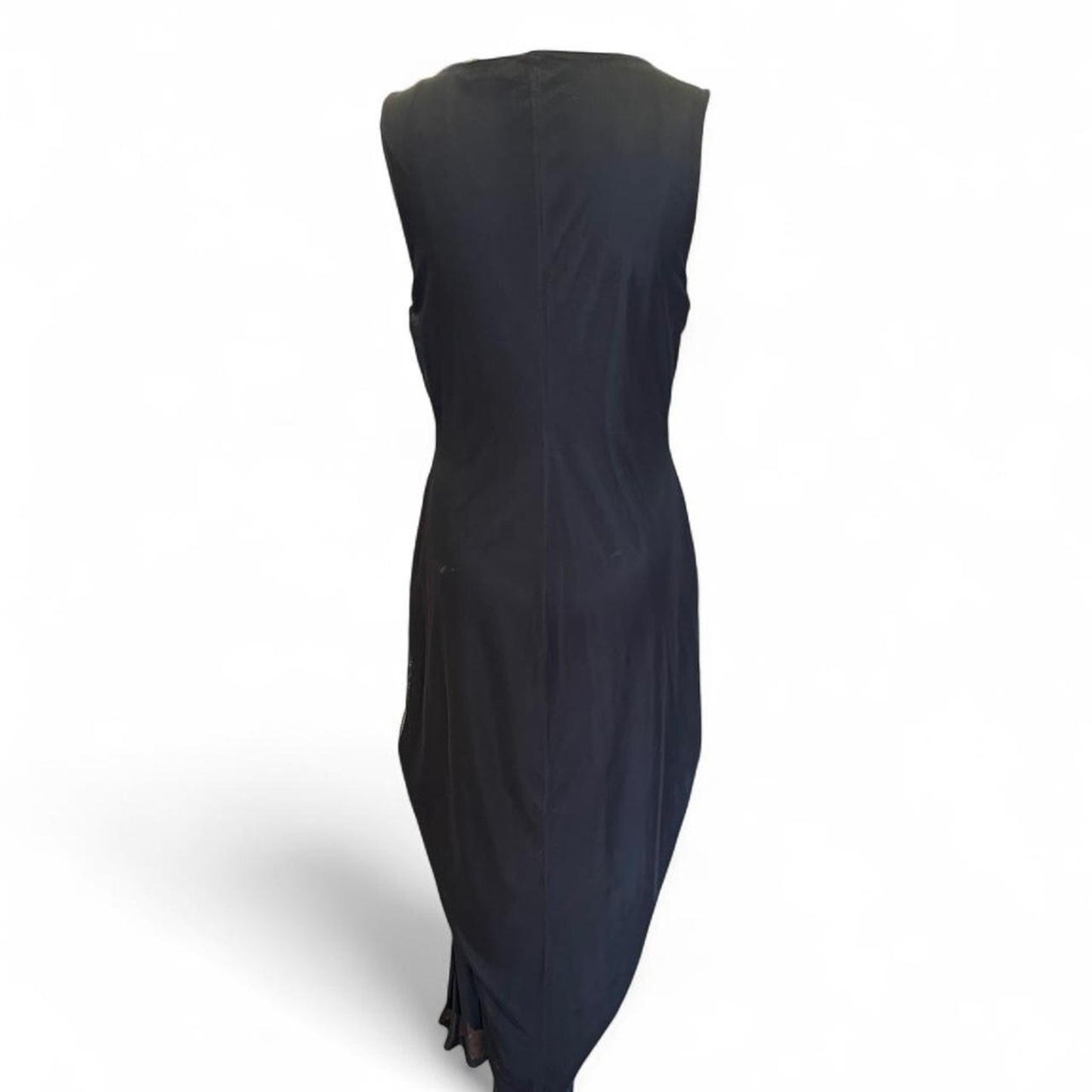 Black ruched maxi dress with