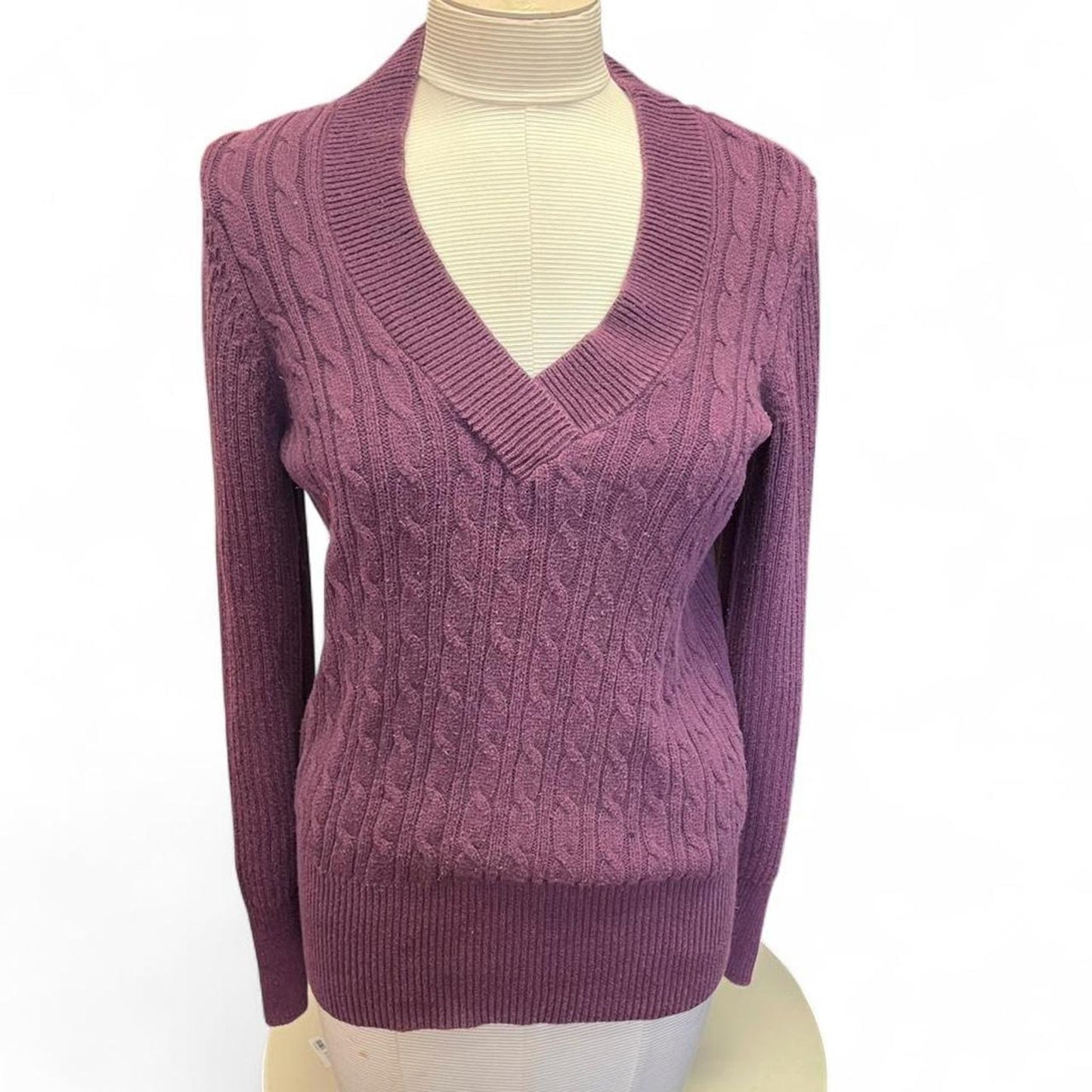 Faded glory purple cable knit