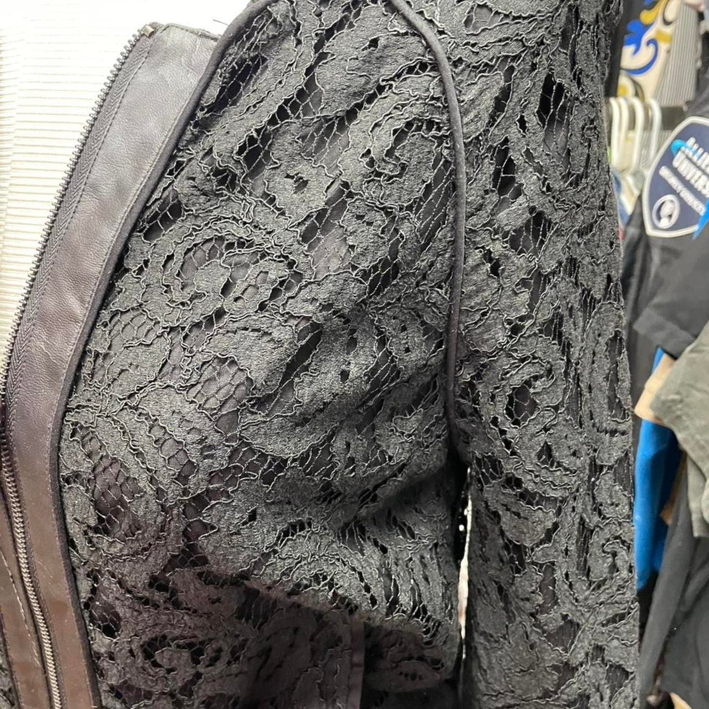 Black lace bomber jacket with