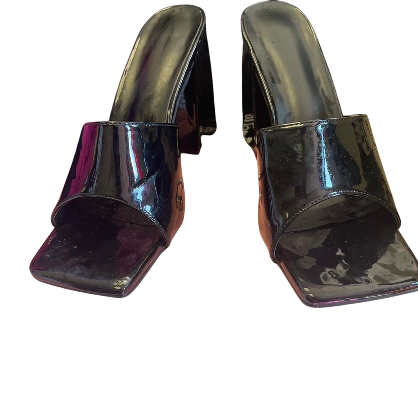 Black patent leather square toe