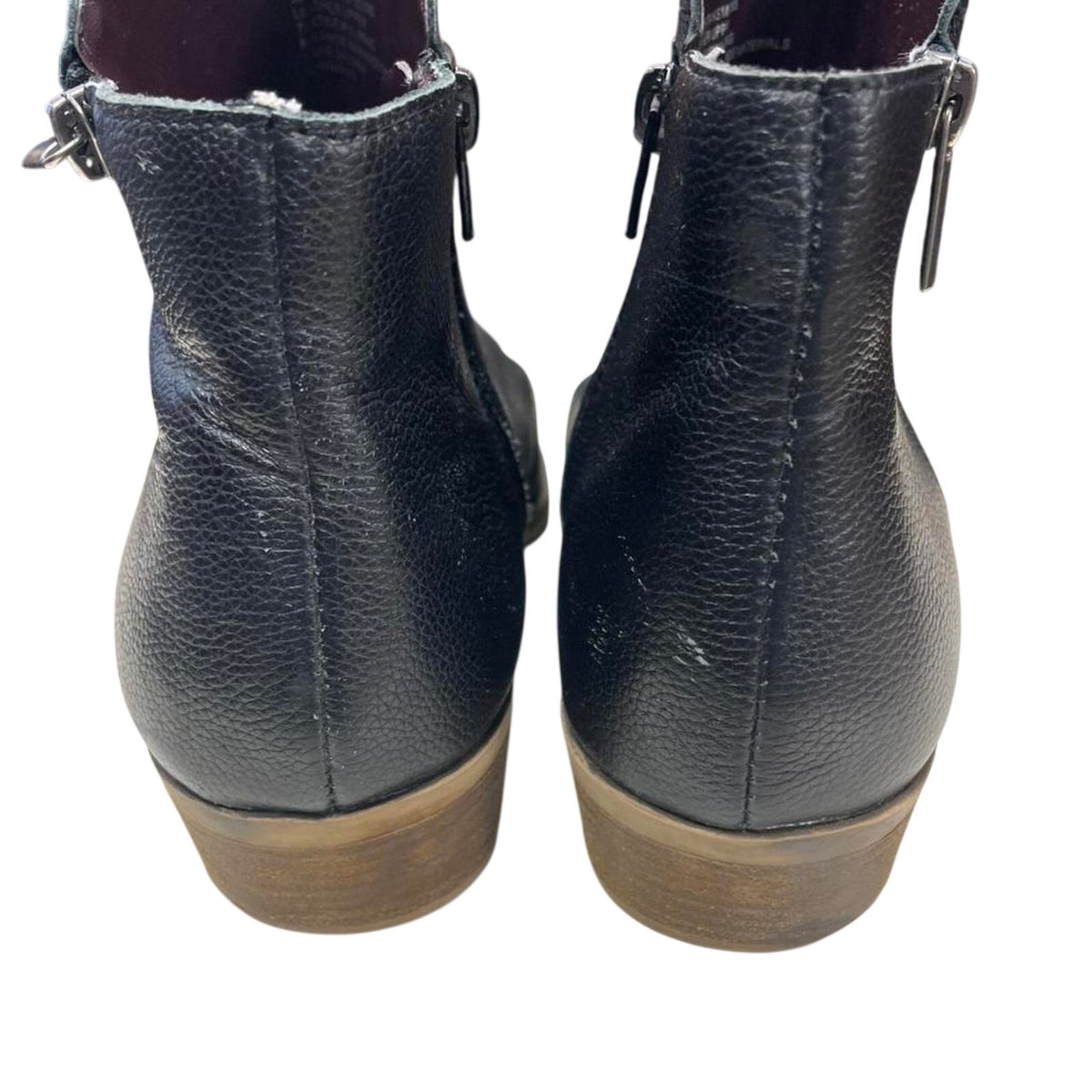 Black leather ankle boots with