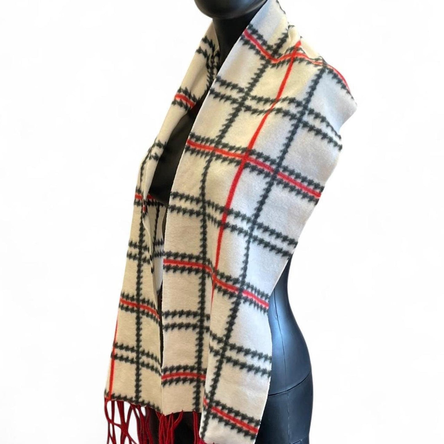Red and white plaid scarf