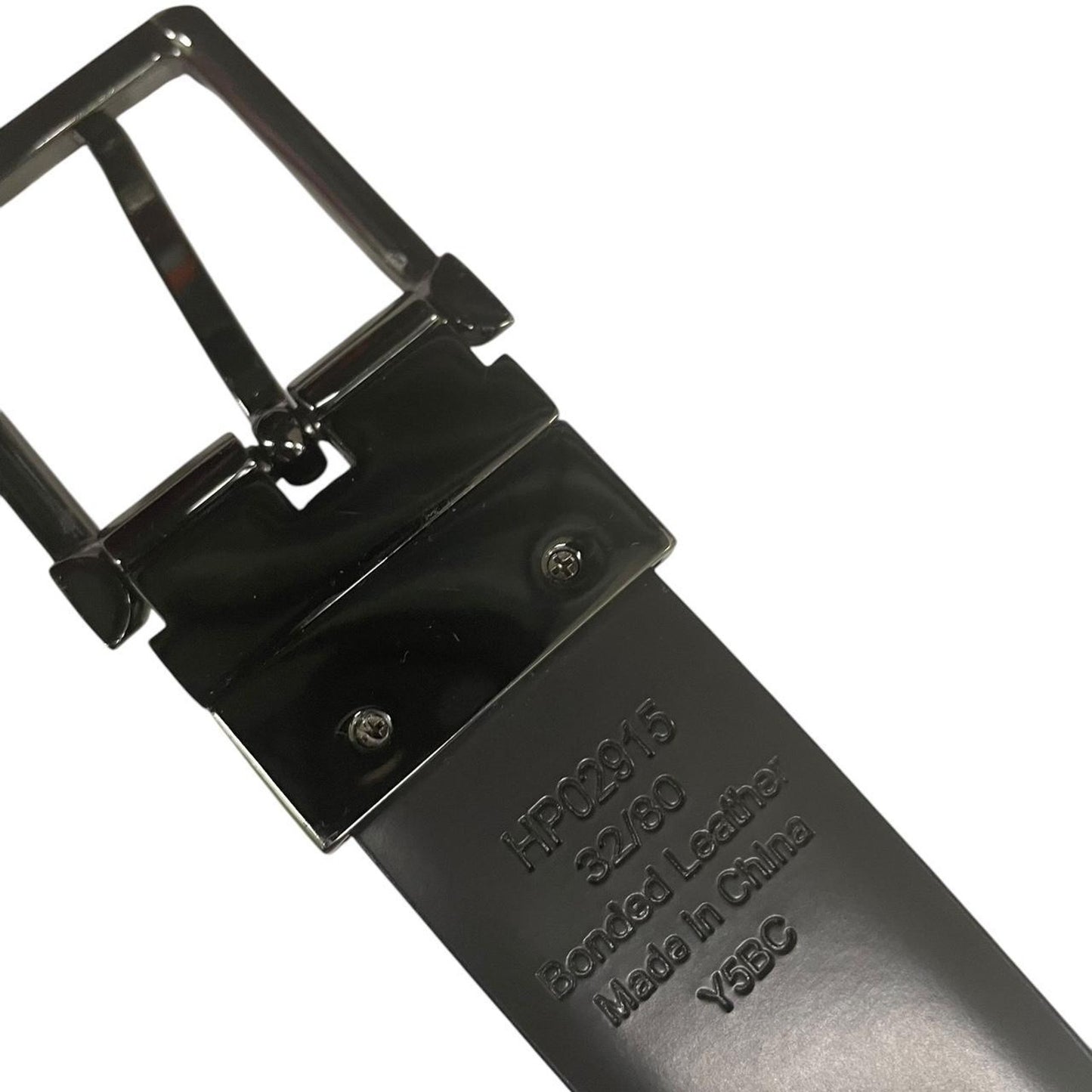 Black leather belt with silver
