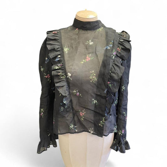 Sheer black floral top