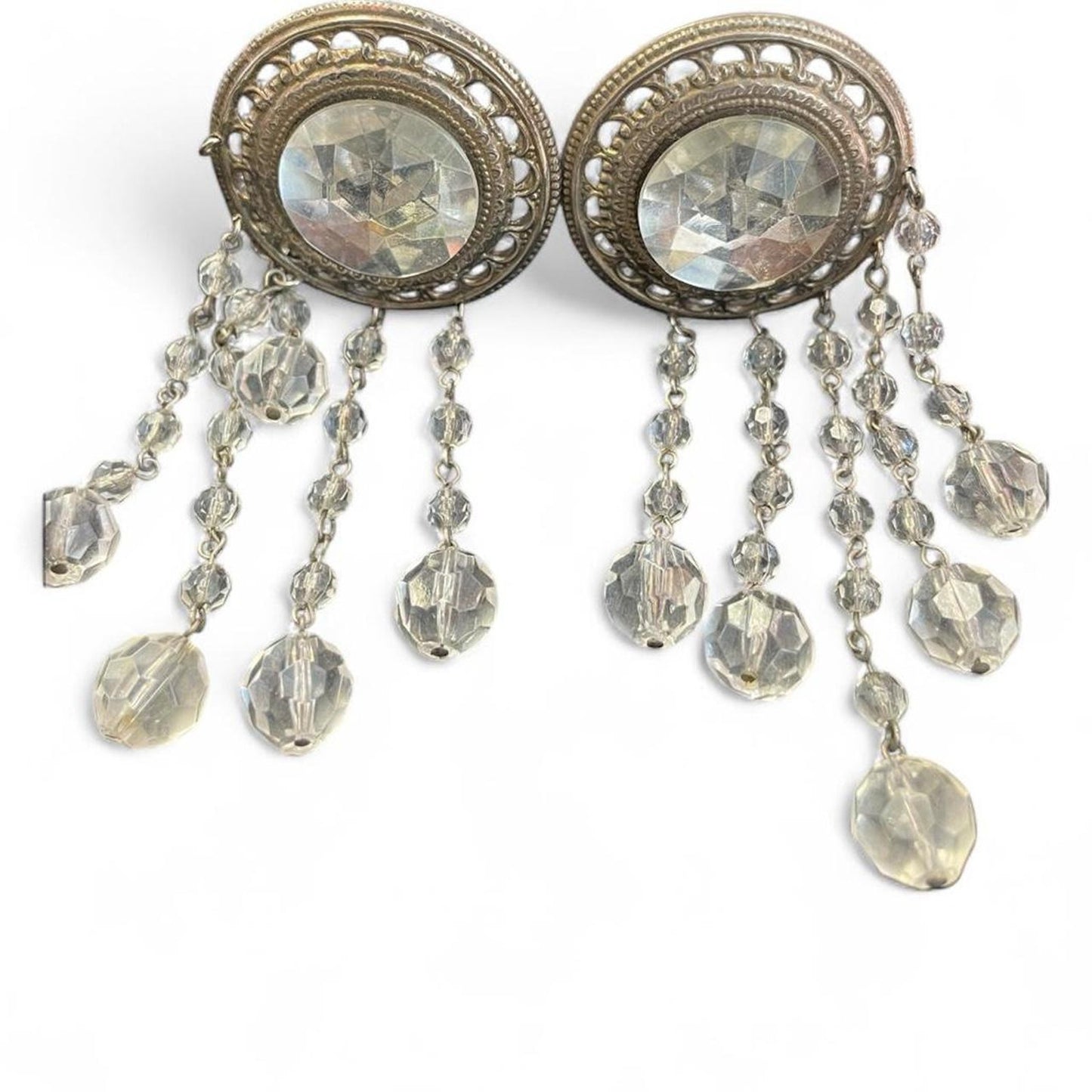 Silver and clear crystal chandelier