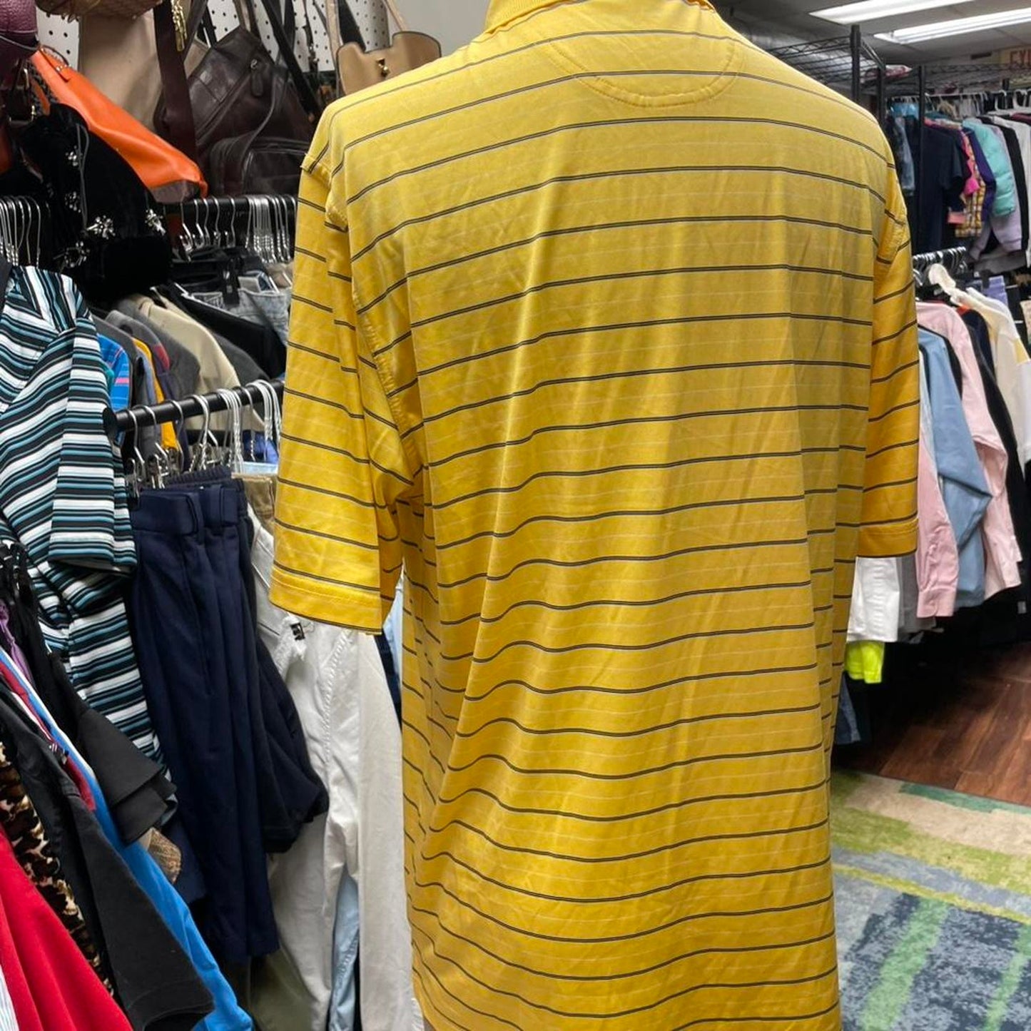 Yellow striped polo shirt