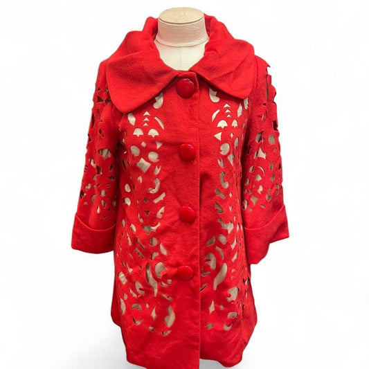 Red faux fur coat