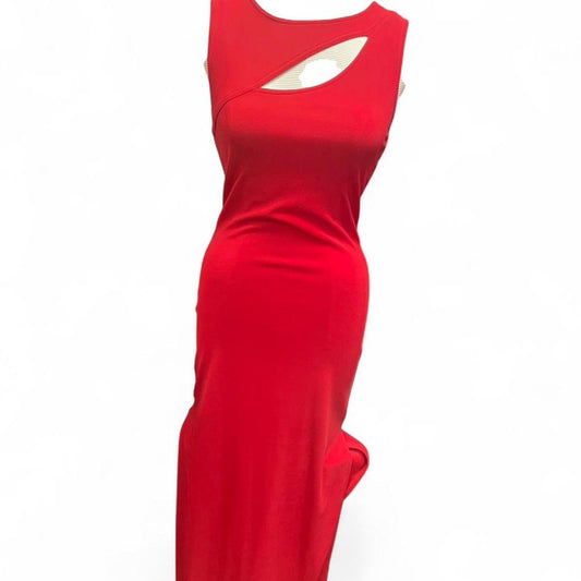 Red bodycon maxi dress