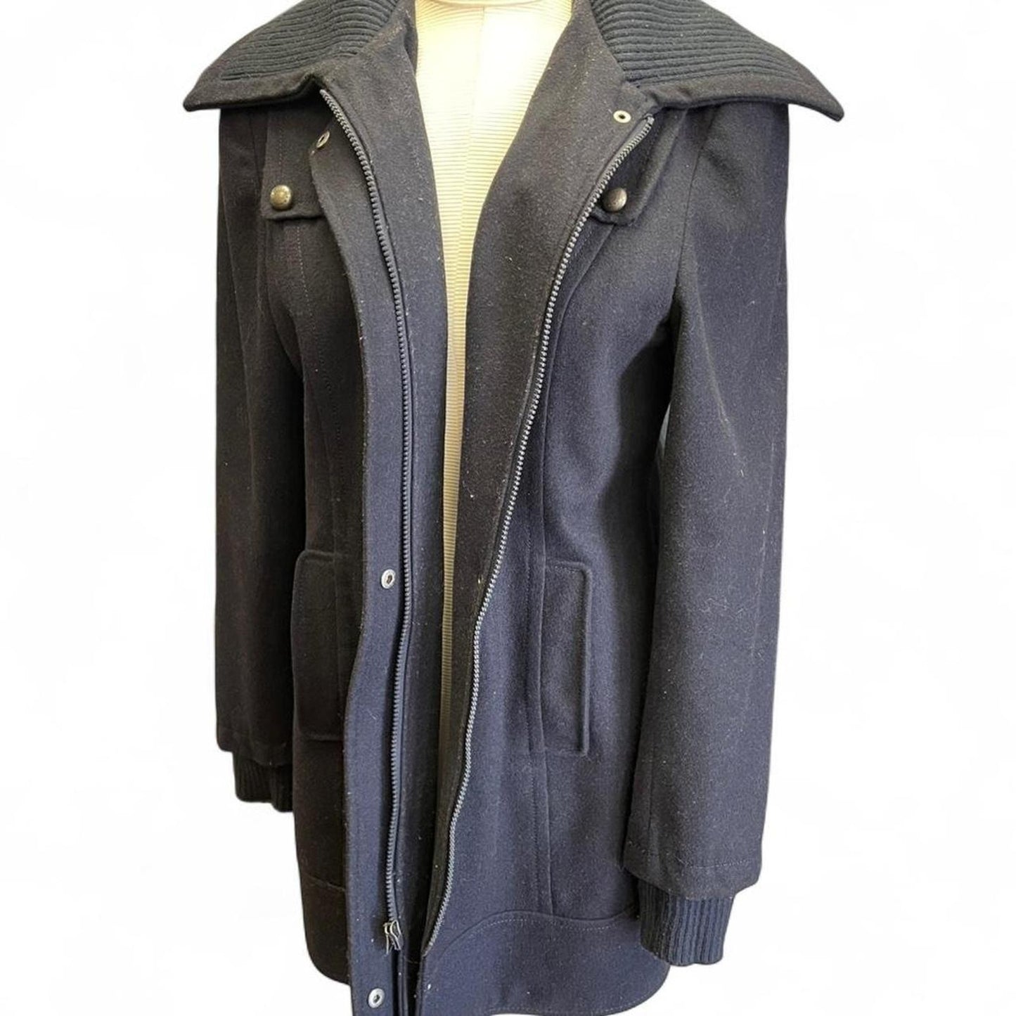Buffalo navy blue wool blend coat