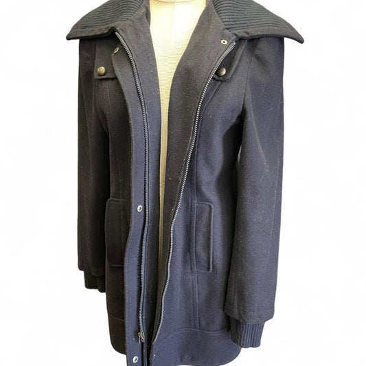 Buffalo navy blue wool blend coat