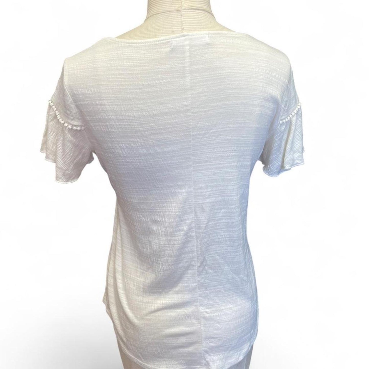 White sheer blouse with ruffle