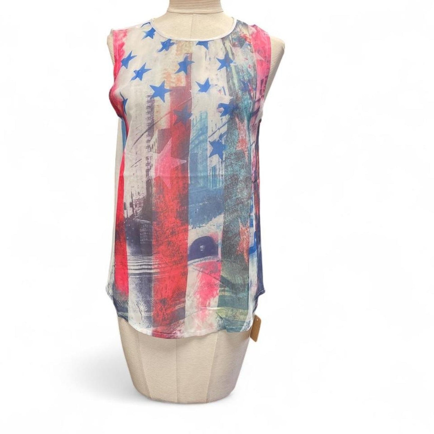 Abstract american flag print tank