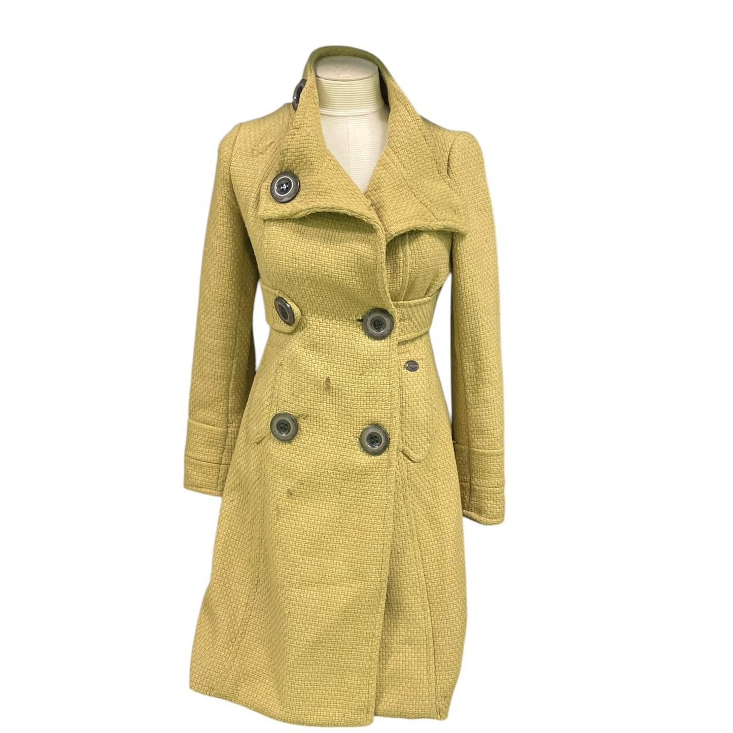Yellow wool blend trench